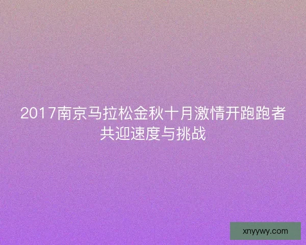 2017南京马拉松金秋十月激情开跑跑者共迎速度与挑战